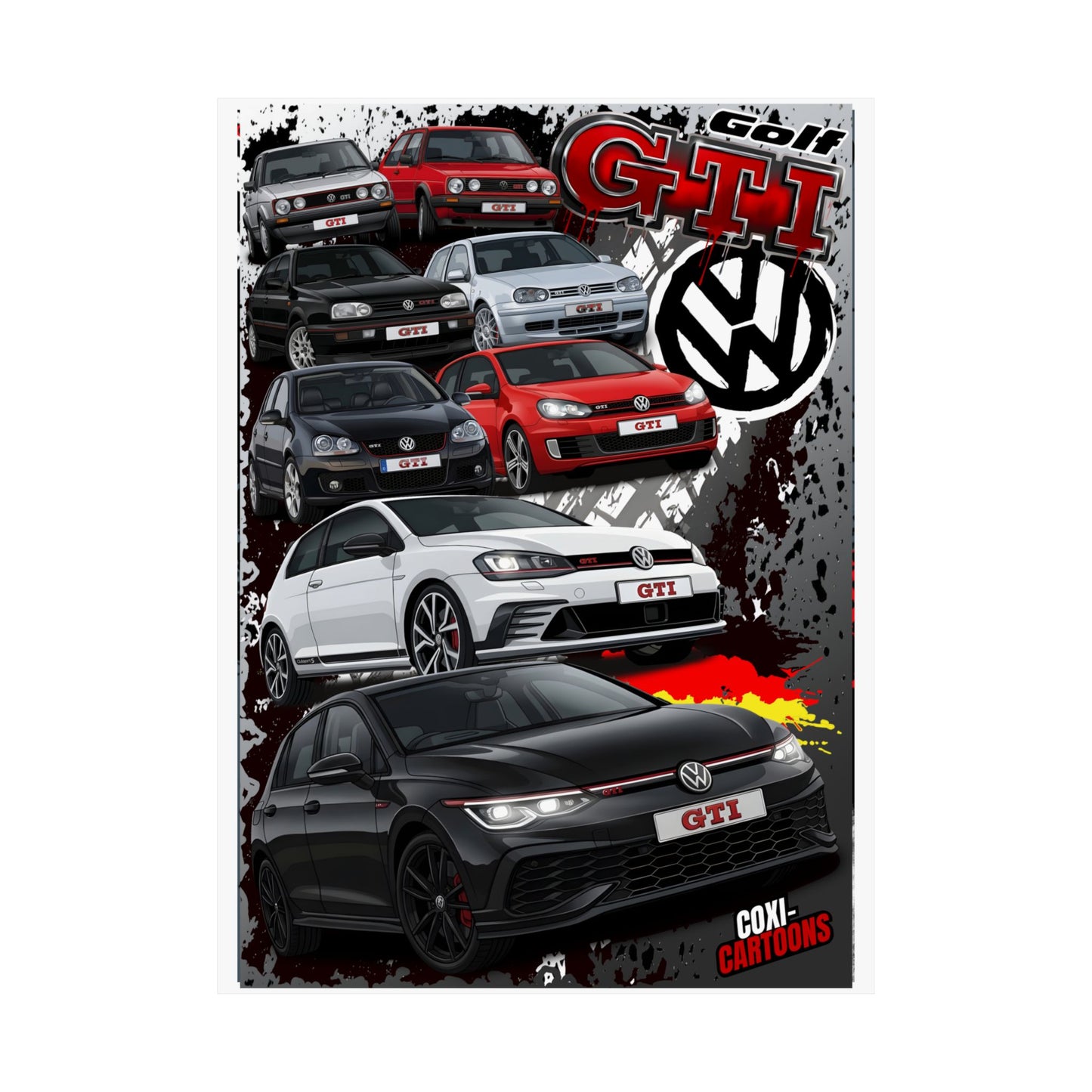 The Ultimate VW Golf GTI "Hot Hatch Evolution" Poster (Mk1-Mk8)
