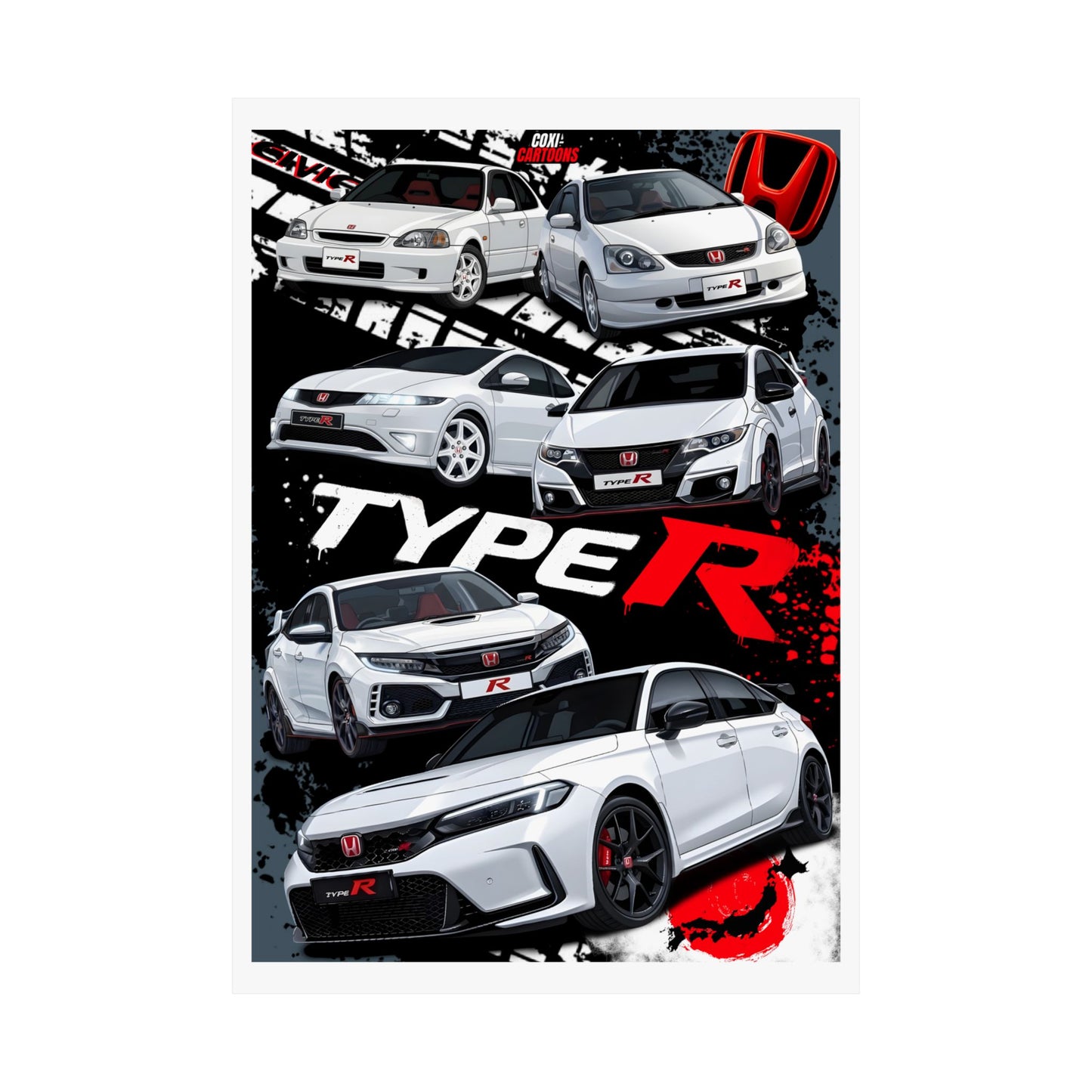 Honda Civic Type R "Generations" Graphic Poster
