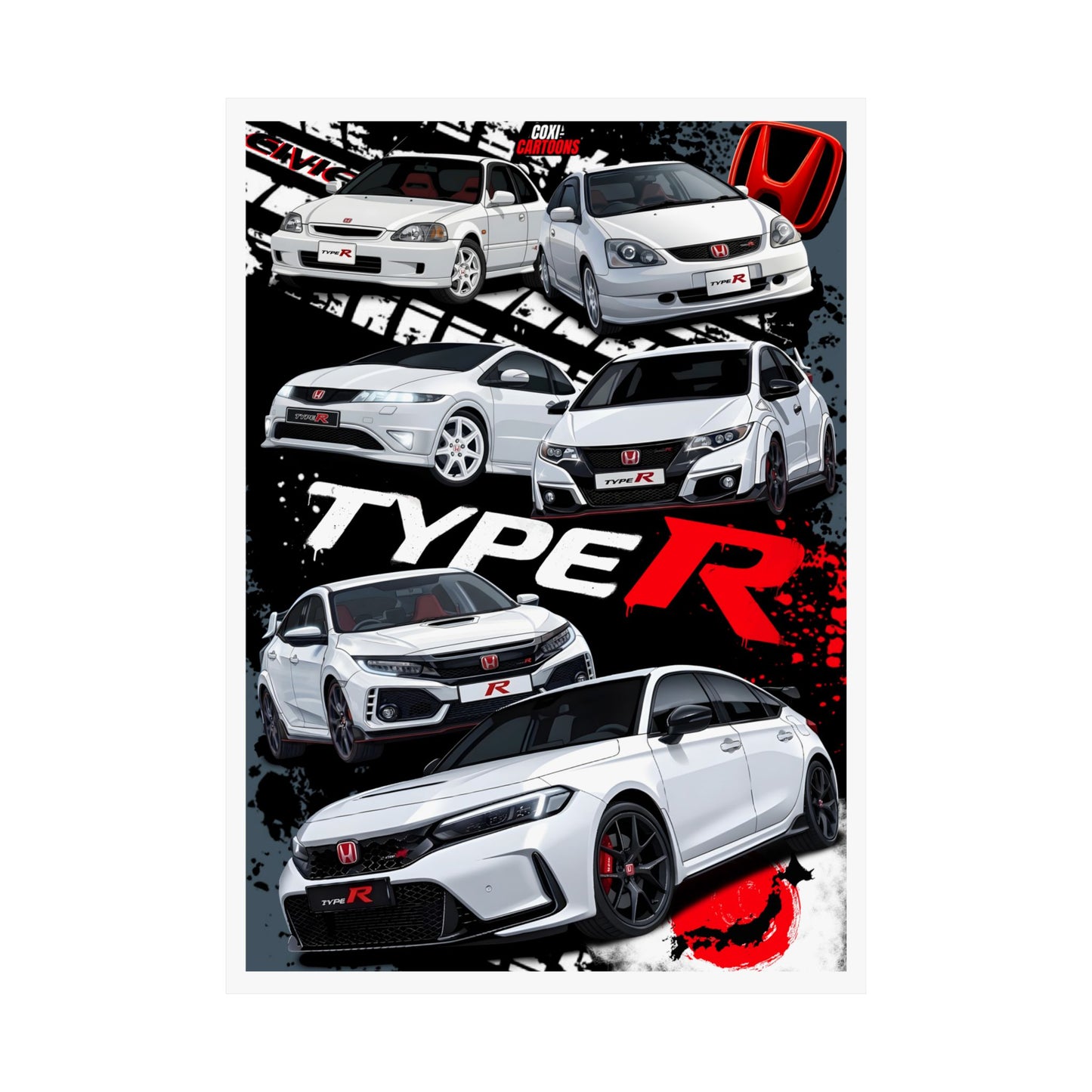Honda Civic Type R "Generations" Graphic Poster