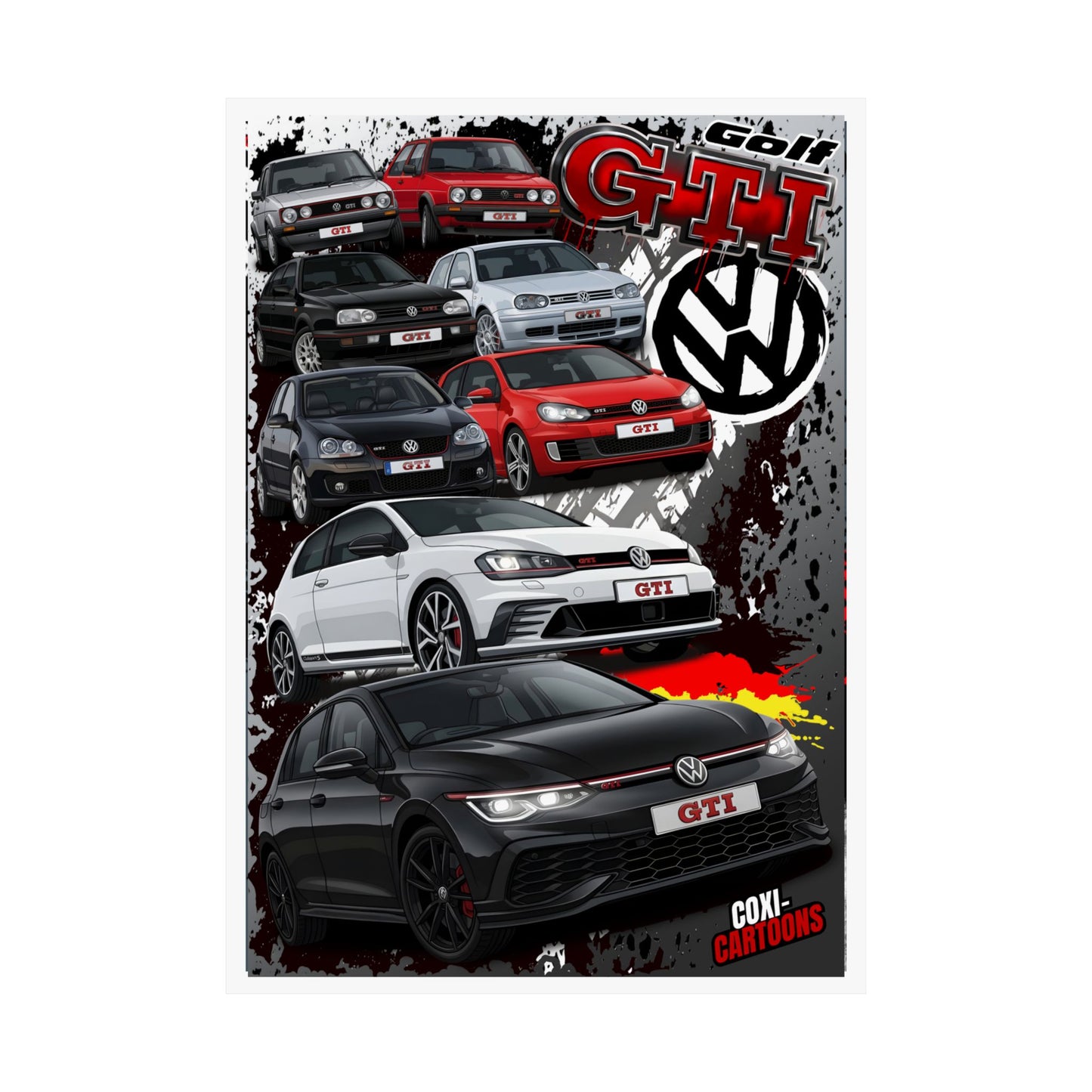 The Ultimate VW Golf GTI "Hot Hatch Evolution" Poster (Mk1-Mk8)