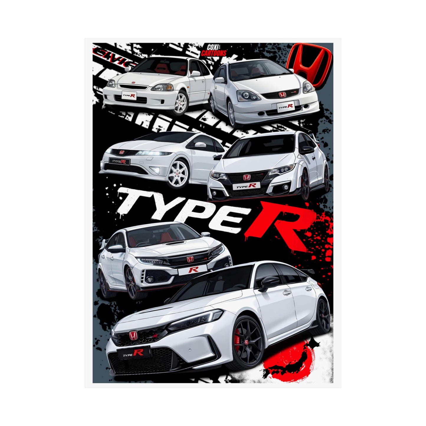 Honda Civic Type R "Generations" Graphic Poster